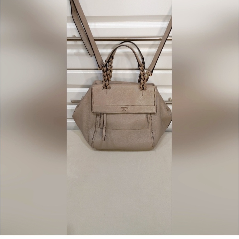 Tory Burch large half moon black satchel purse